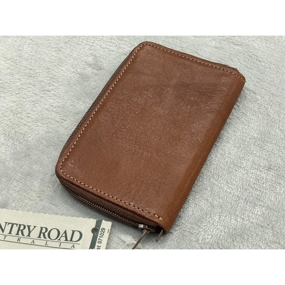 Country Road Key Case Wallet One Size Brown Leather Zip Australia